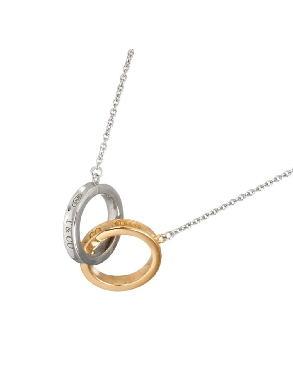 Tiffany & Co 1837 Interlocking Circle Necklace 43 18K Pink Gold Silver Pink Gold